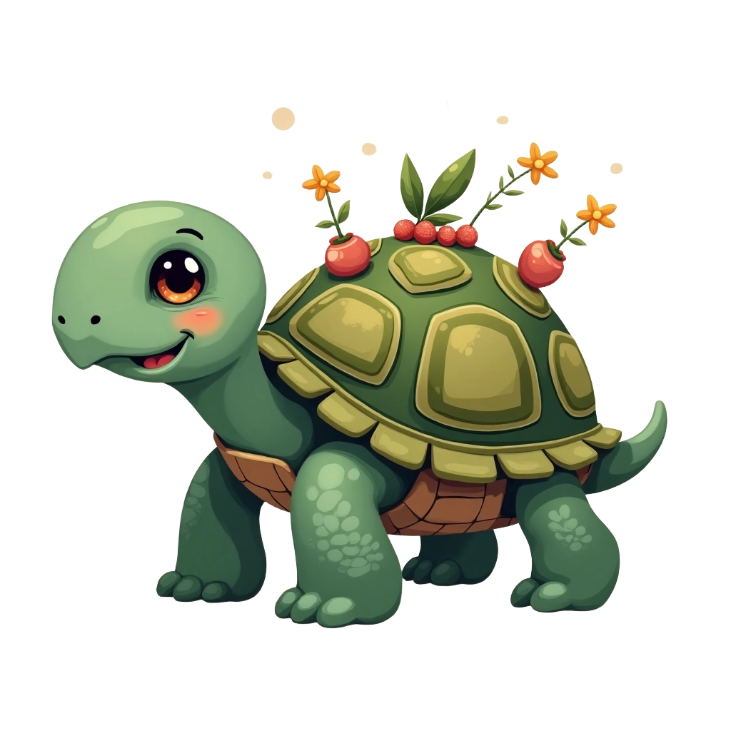 Charming Turtle with Blooming Shell